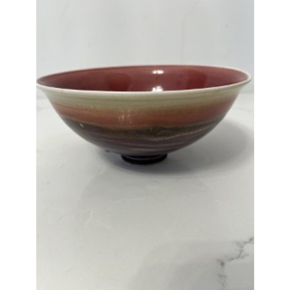 Studio Art Pottery Bowl Glazed Purple/Brown 7.5" Diameter